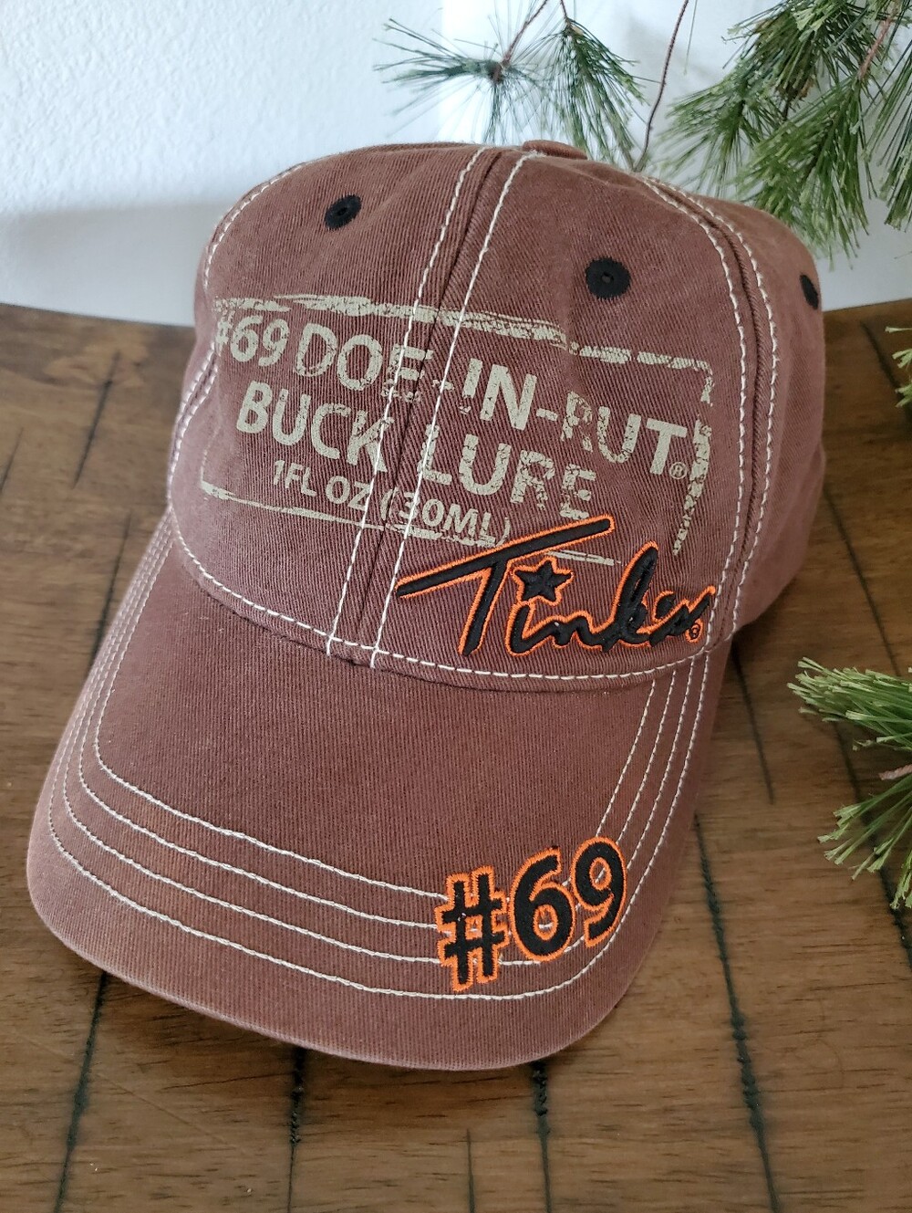 Tink's #69 Doe-In-Rut Distressed Brown Baseball Hat Dad Gift
